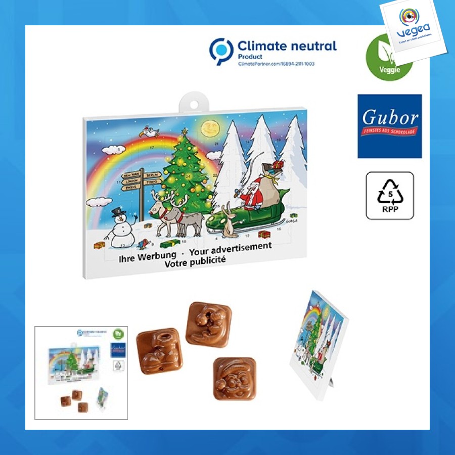 Calendrier de l'avent publicitaire au chocolat format a5