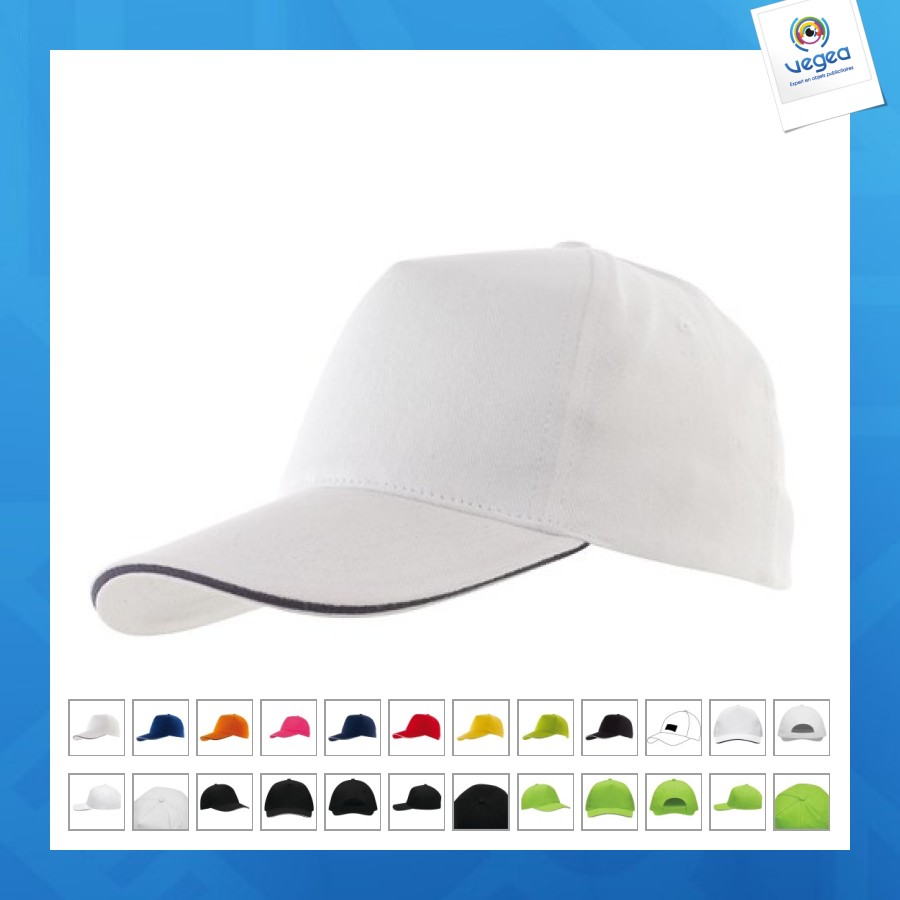 Casquette personnalisable 5 panneaux à sandwich contrasté