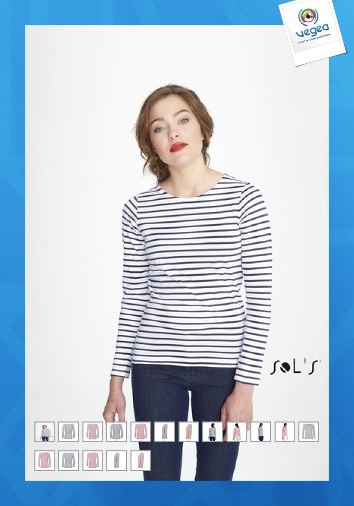 T-shirt marinière manches longues femme