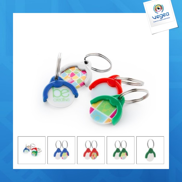 Porte-clés jeton de caddie personnalisable avec impression quadri