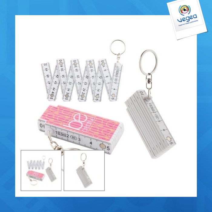 Porte-clés mètre ruban personnalisable pliant