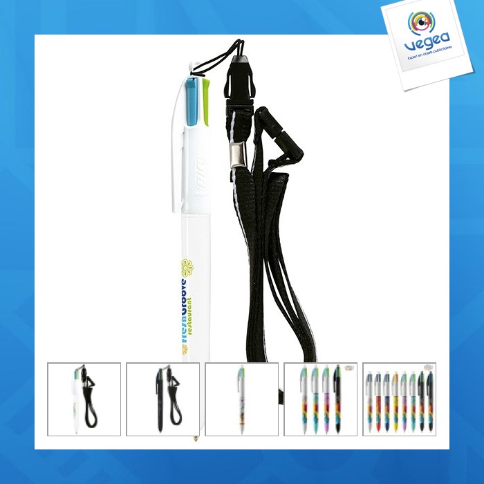 Bic® 4 couleurs fashion bille lanyard