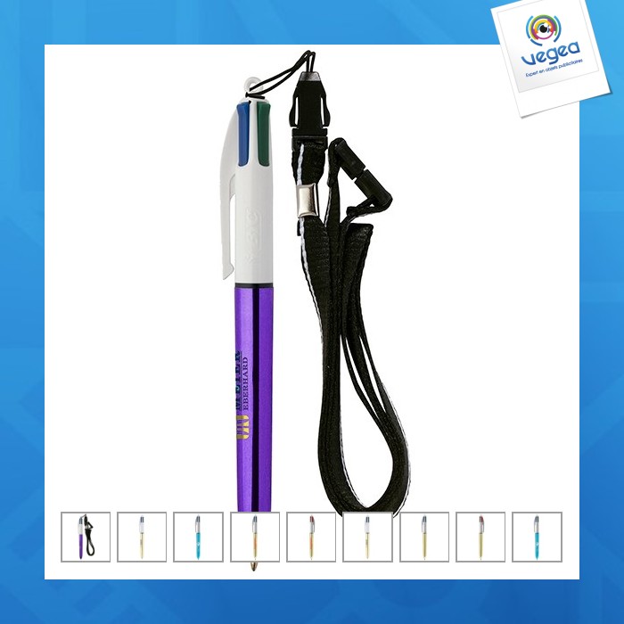 Bic® 4 couleurs shine bille lanyard