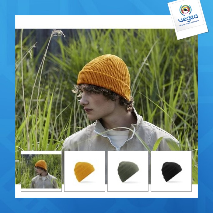 Bonnet nid d'abeille en coton organique