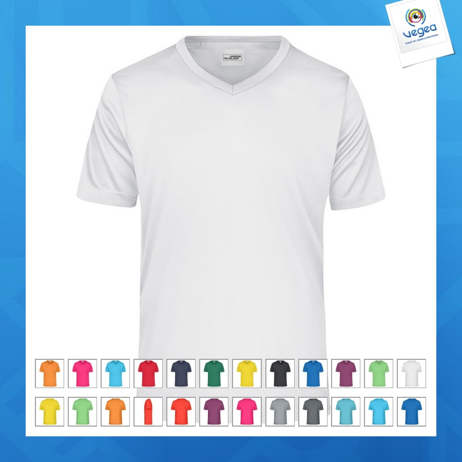 Camiseta de cuello en v respirable personalizable | Camisetas deportivas transpirables | | Objeto publicitario