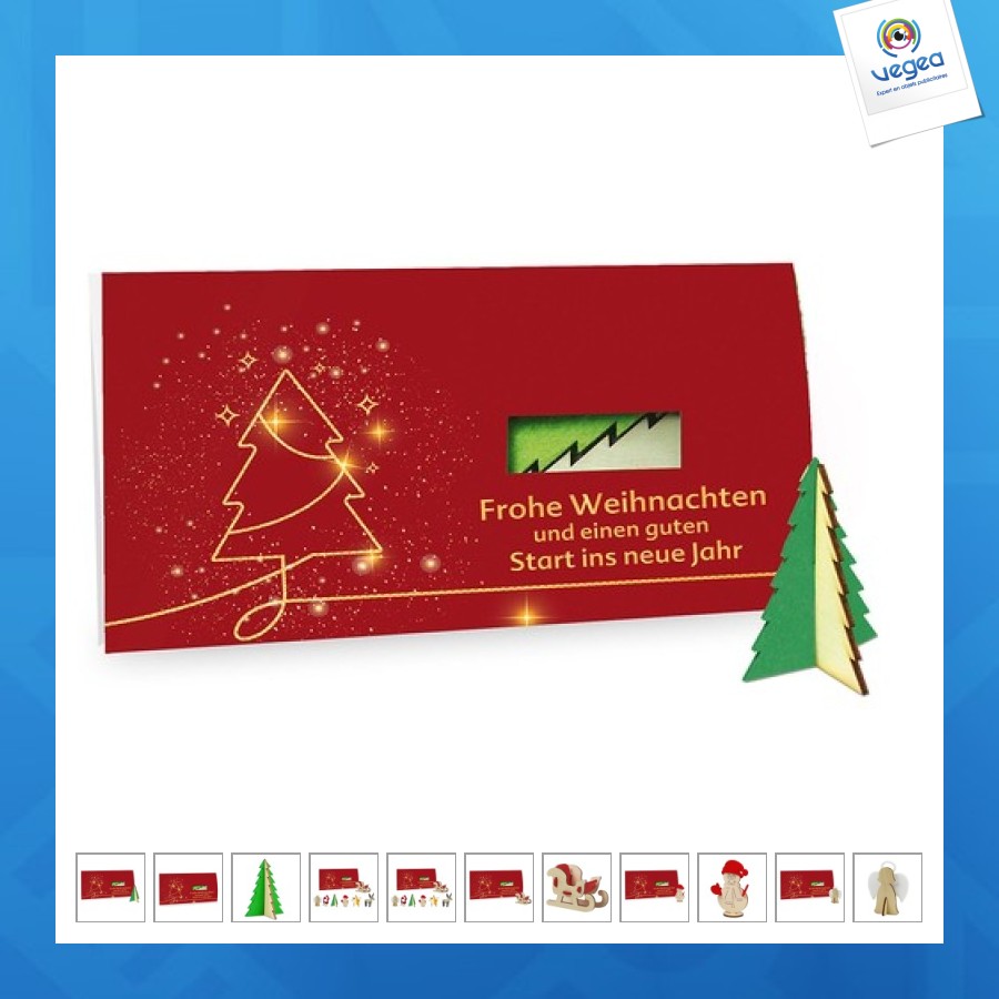 Carte de voeux avec puzzle en bois et feutrine -design standard - père noël Carte de voeux avec puzzle en bois et feutrine -design standard - père noël