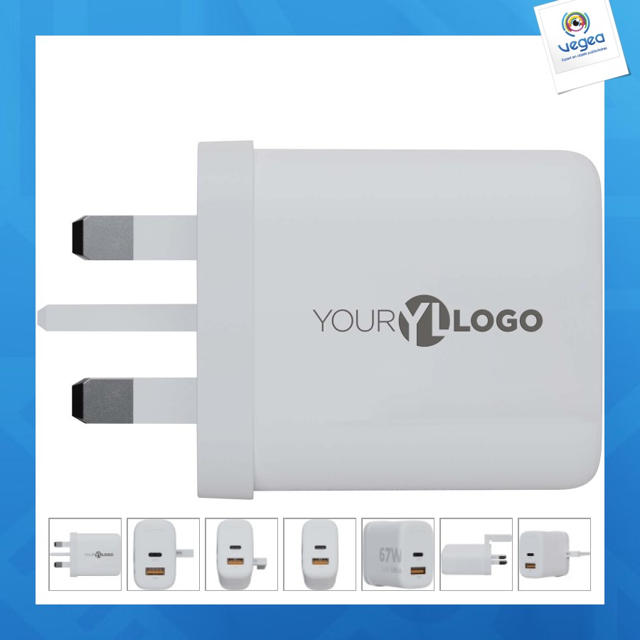 Chargeur mural personnalisé xtorm xec067g gan² ultra de 67 w - prise britannique