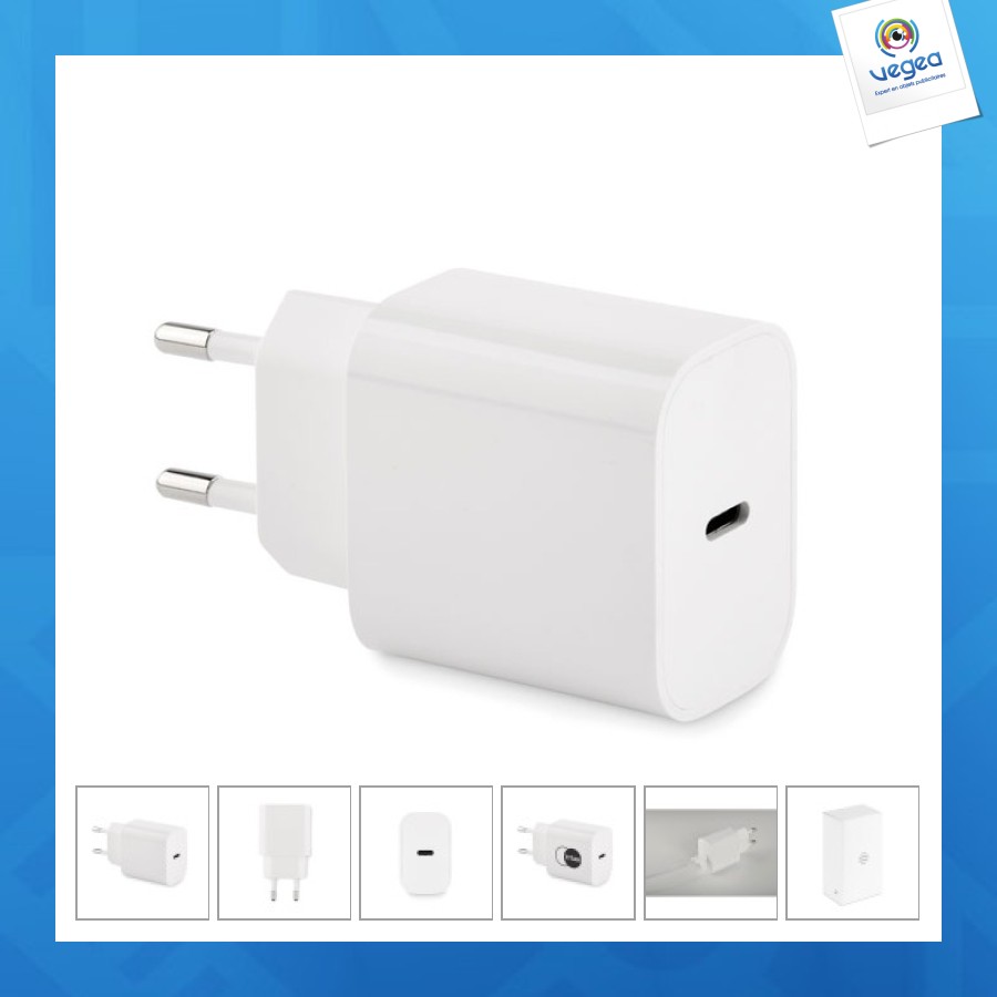 Chargeur usb 20w 2 ports, prise eu