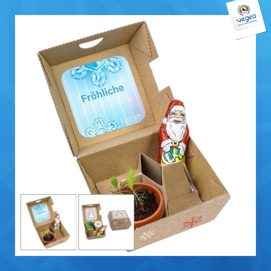 Coffret cadeau de noël - pots en terre et chocolat personnalisable père noël Coffret cadeau de noël - pots en terre et chocolat personnalisable père noël