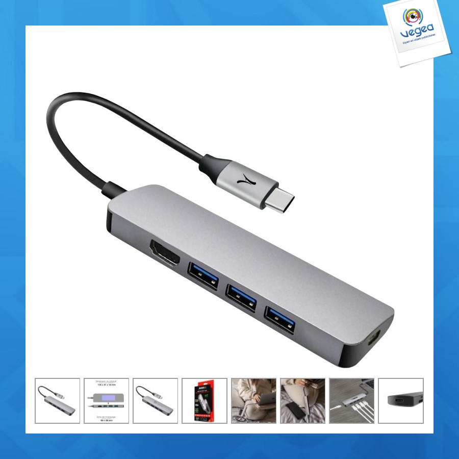Hub avec logo 5 en 1 - usb type-c