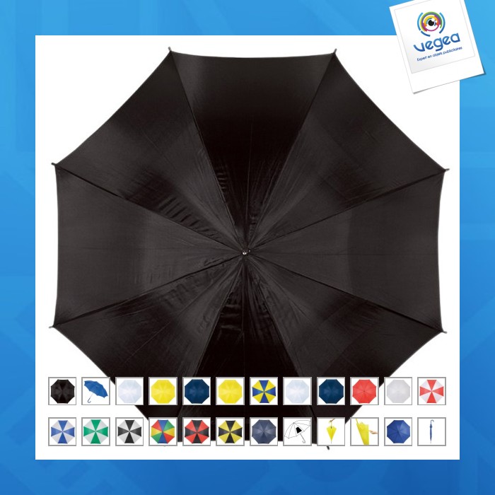 Parapluie automatique publicitaire bicolore à poignée arrondie