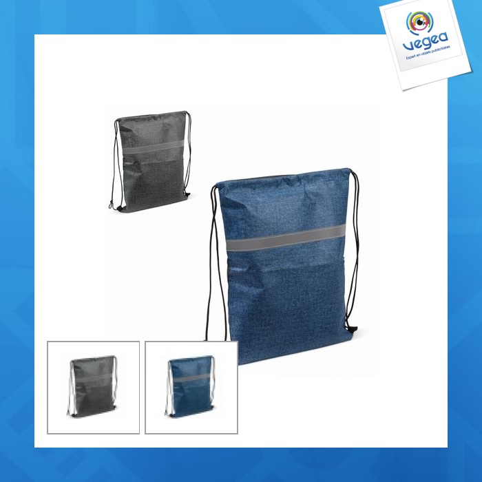 Sac à dos cordelettes avec bande réfléchissante Sac à dos cordelettes avec bande réfléchissante
