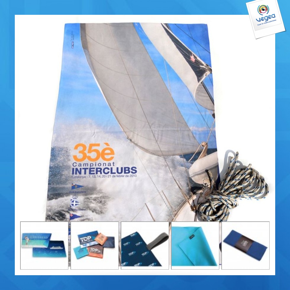 Serviette microfibre publicitaire 90x166cm quadri