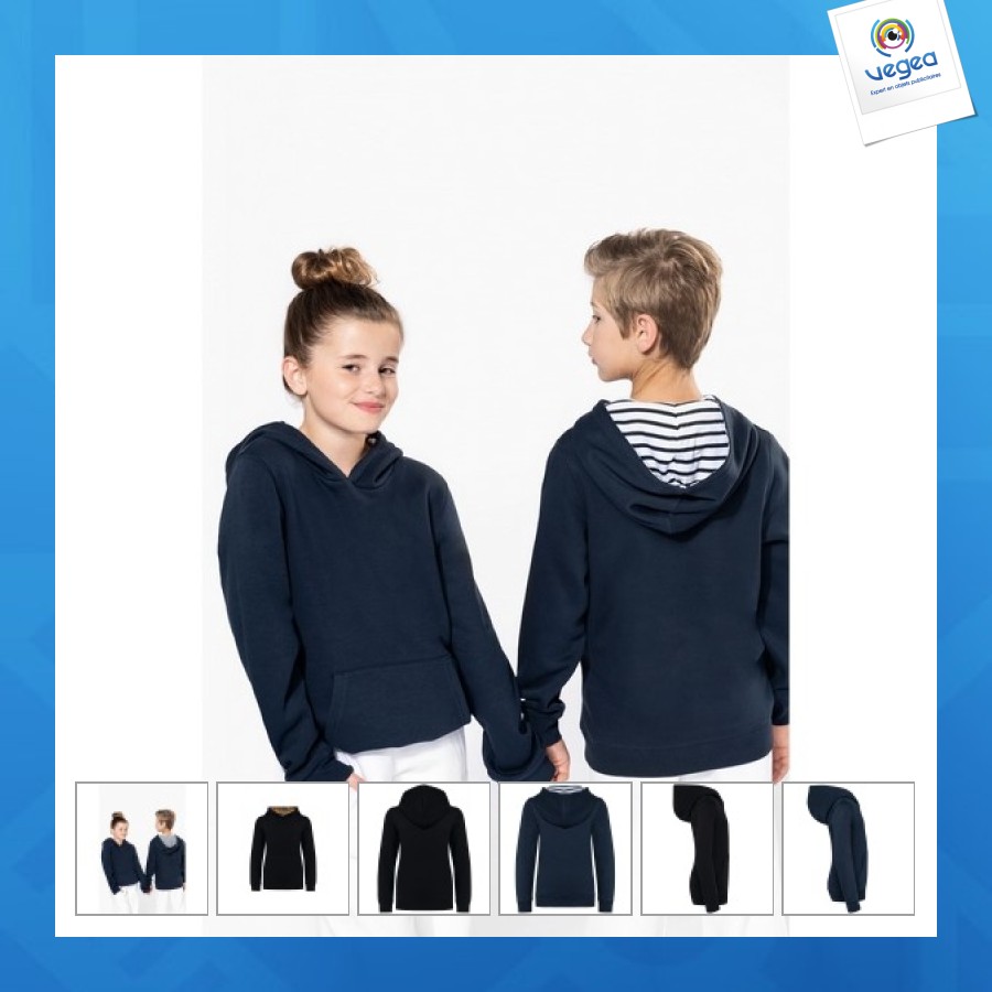 Sweat-shirt à capuche contrastée à motifs enfant unisexe Sweat-shirt à capuche contrastée à motifs enfant unisexe